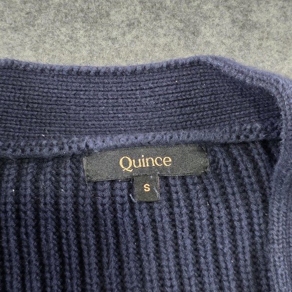 Quince Sweater Womens Small Navy 100% Organic Cotton Boxy Cropped Cardigan Knit - Picture 7 of 14